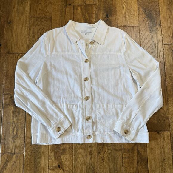 new directions Jackets & Blazers - New Directions White Lightweight Linen Blend Blazer Business Women's Sz XL